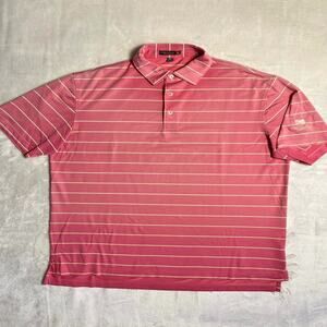 Peter Millar Summer Comfort Golf Polo Men's M Pink Ombre White Stripes Dove AZ